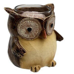 Yankee Candle Owl 2011 Antique Style Tealight Holder 3.5" Rustic Nature Votive